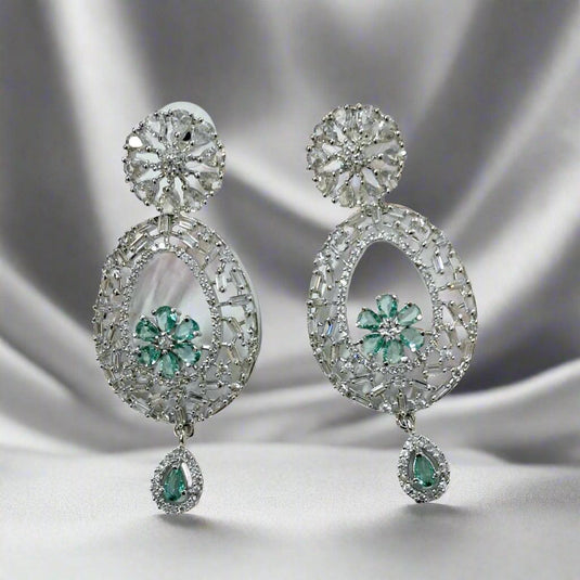 Aqua Green American Diamond Earring - Garimas
