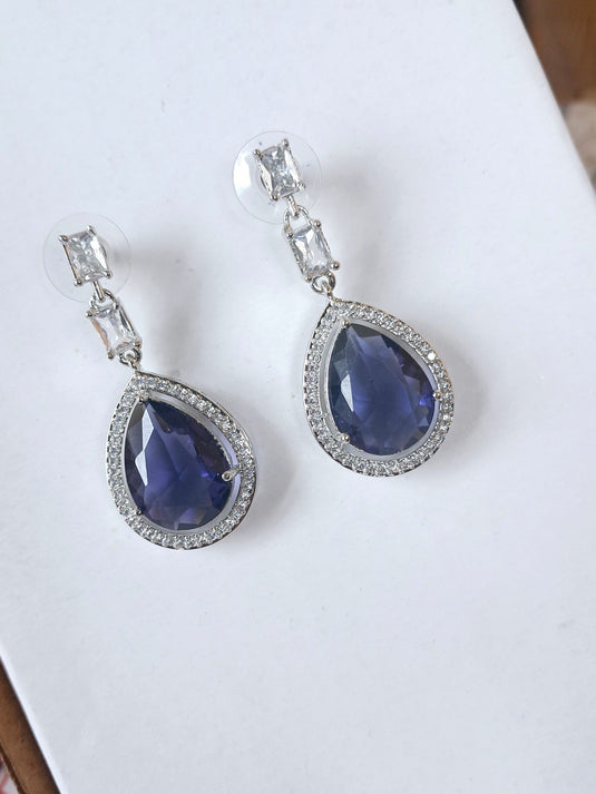 Purple Stone American Diamond Brass Drops | Garimas