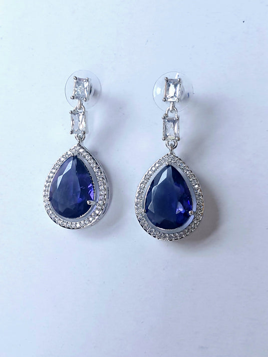 Purple Stone American Diamond Brass Drops | Garimas Lifestyle