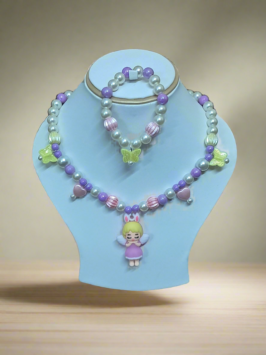 Purple Beads Necklace and Bracelet Set for Girls | GARIMAS