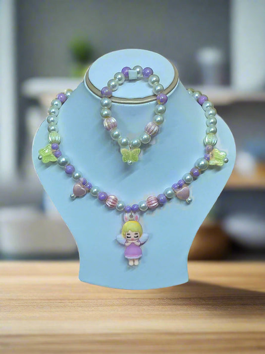 Purple Beads Necklace and Bracelet Set for Girls | GARIMAS