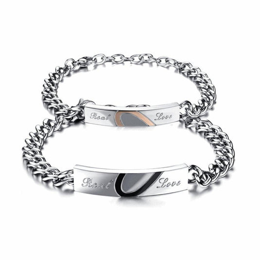 Couple Bracelet His Her Real Love Distance Stainless Steel - Garimas