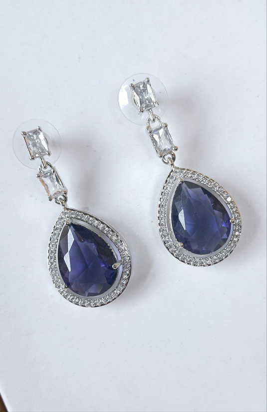 Purple Stone American Diamond Brass Drops | Garimas