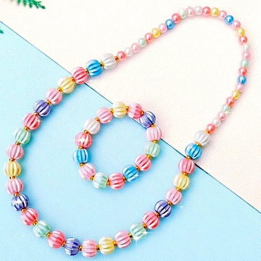 Multicolor Necklace and Bracelet Set for Baby Girls