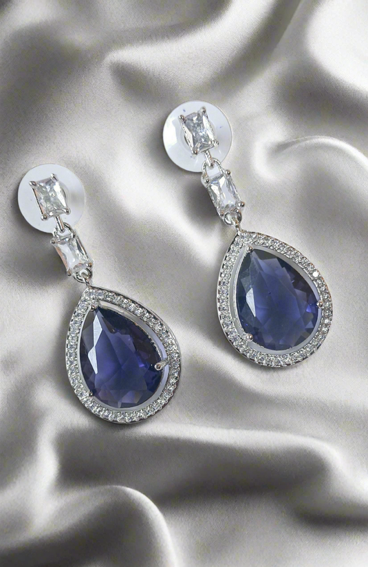 Purple Stone American Diamond Brass Drops | Garimas