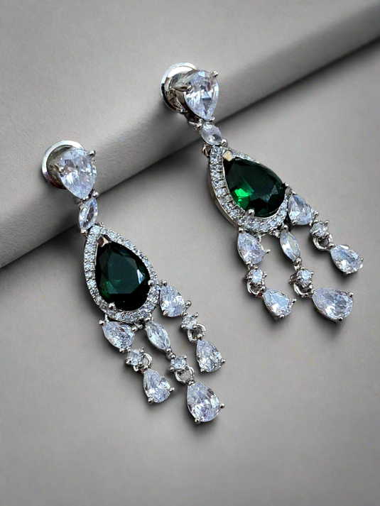 Green Stone with American Diamond Earring | Garimas Lifestyle