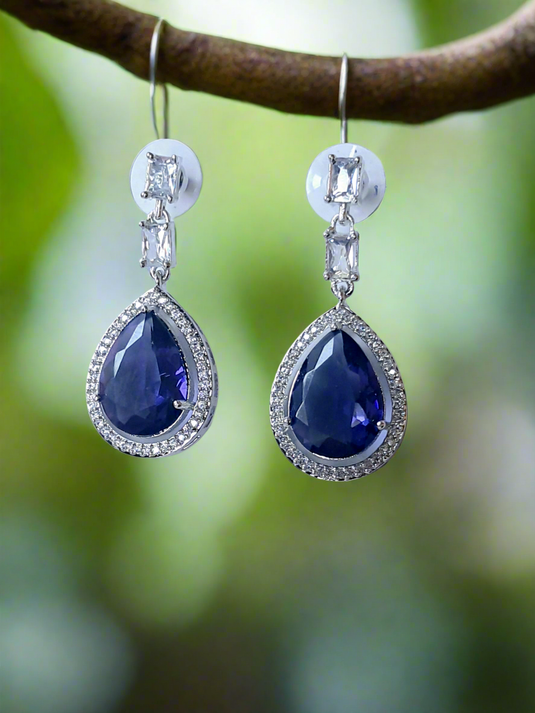 Purple Stone American Diamond Brass Drops | Garimas