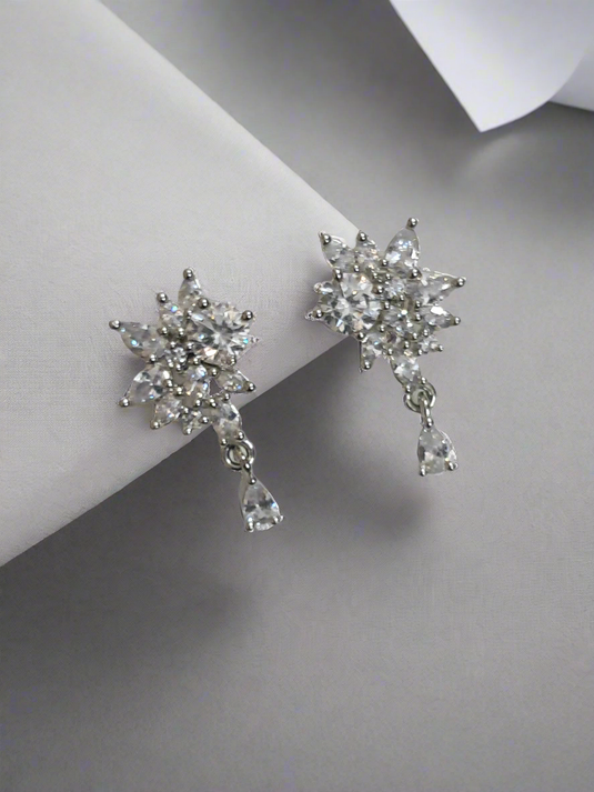 Silver Plated Cubic Zirconia Studded Earring | Garimas