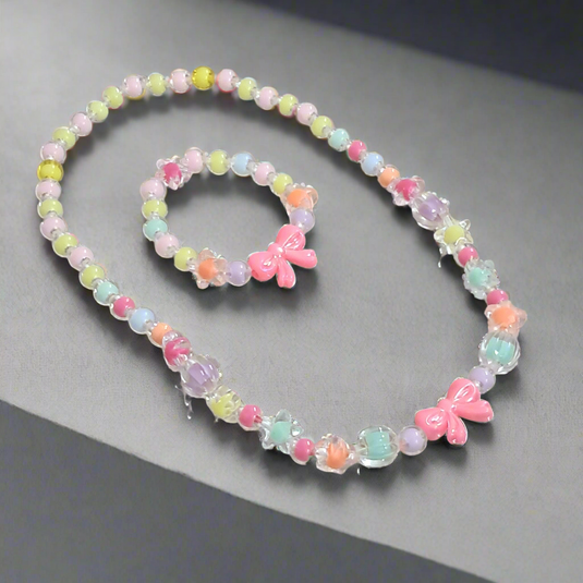Girls Multicolor beaded Necklace with Bracelet | GARIMAS