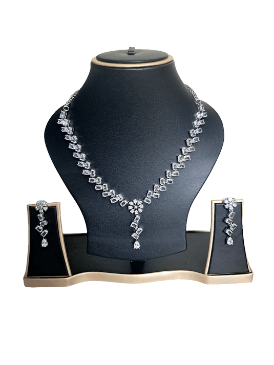 Silver Plated American Diamond Necklace Sets | Garimas Lifestyle