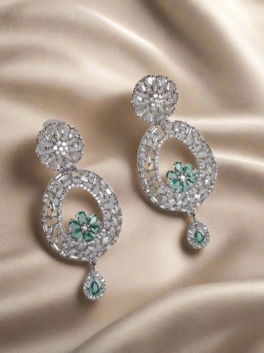 Aqua Green American Diamond Earring | Garimas