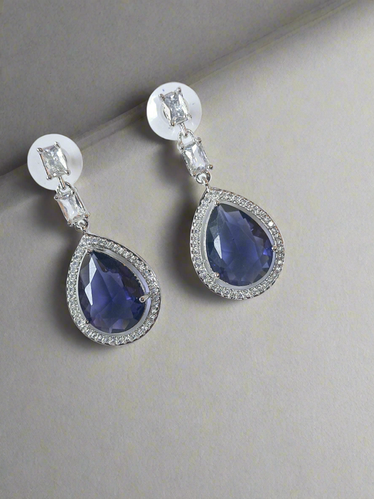 Purple Stone American Diamond Brass Drops | Garimas
