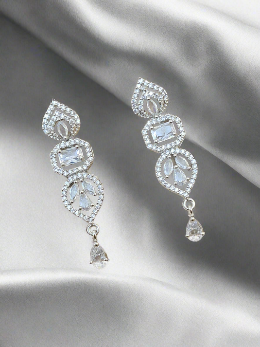 CZ Stone with American Diamond Drop Earring | Garimas