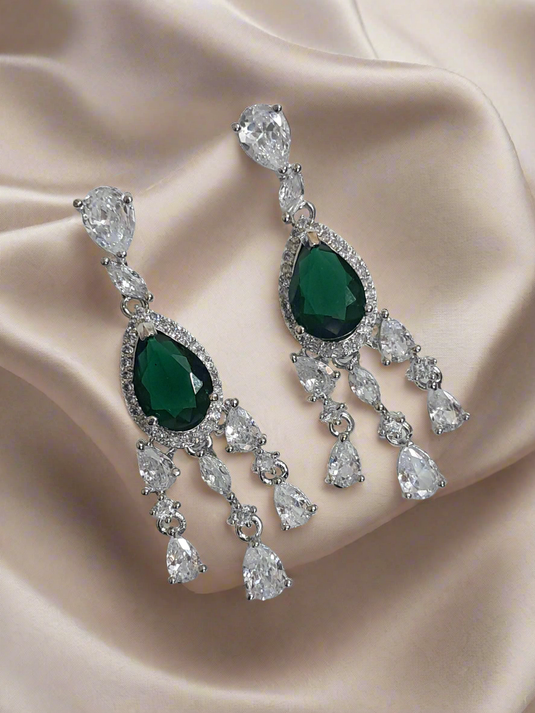Green Stone with American Diamond Earring | Garimas Lifestyle