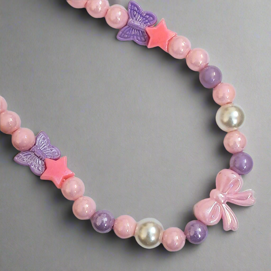 Girls Pink and Purple Necklace and Bracelet Combo | GARIMAS