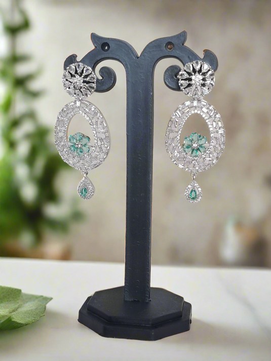 Aqua Green American Diamond Earring | Garimas