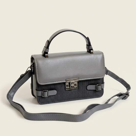 GARIMAS Charcoal Grey Faux Leather Handbag for Girls