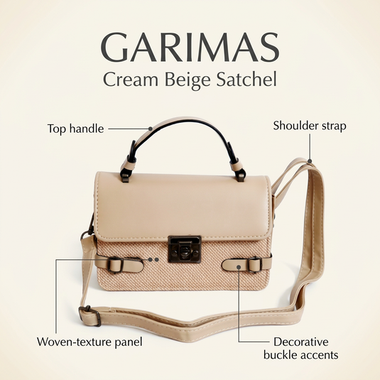 GARIMAS Cream Beige Faux Leather Handbag for Girls