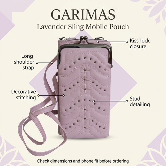 GARIMAS Lavender Crossbody Faux Leather Sling Bag with Kiss-Lock Mobile Pouch