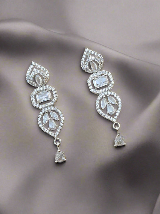 CZ Stone with American Diamond Drop Earring | Garimas