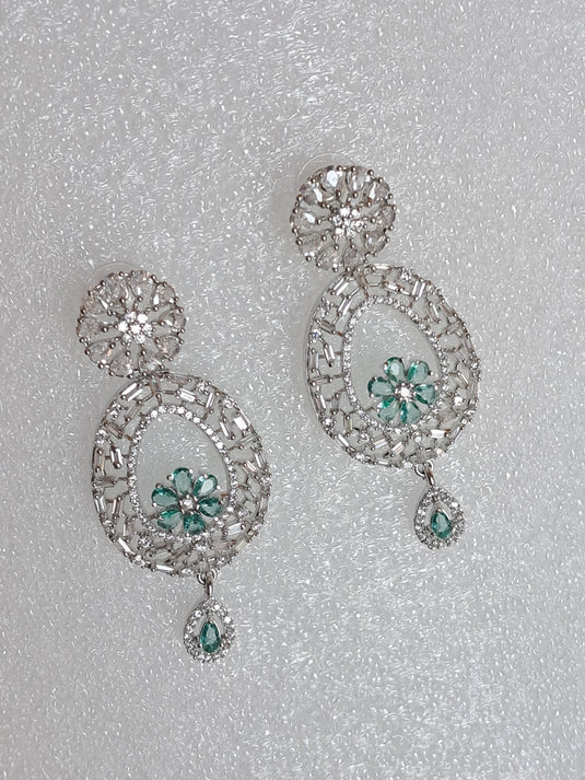 Aqua Green American Diamond Earring | Garimas