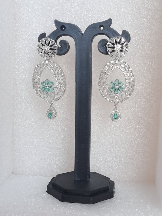 Aqua Green American Diamond Earring | Garimas