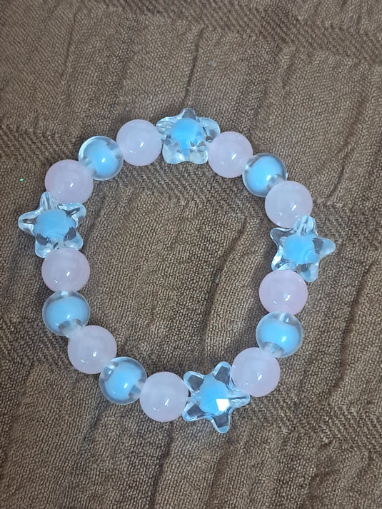 Pink Glass Beads Necklace and Bracelet Set for Girls | GARIMAS