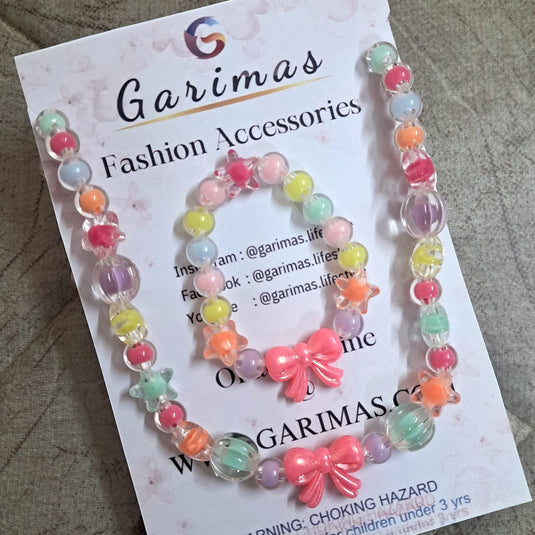 Girls Multicolor beaded Necklace with Bracelet | GARIMAS