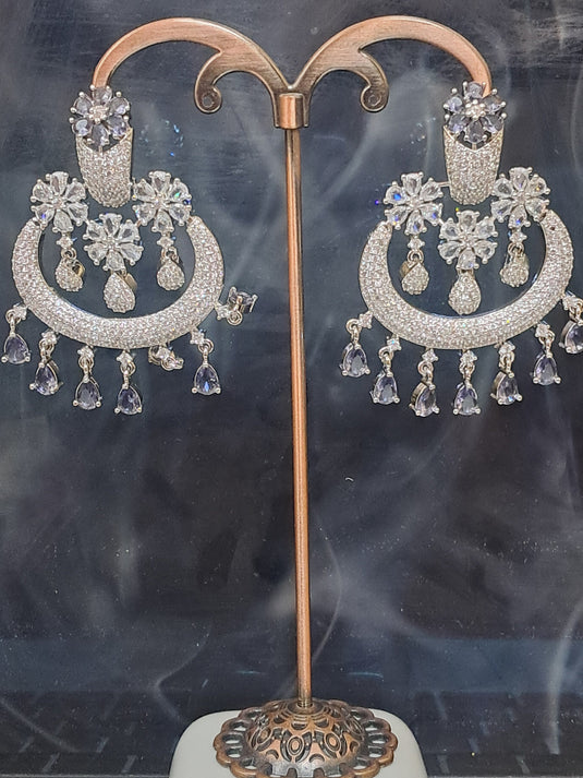Purple American Diamond Dangler Earring Chadbali | Garimas