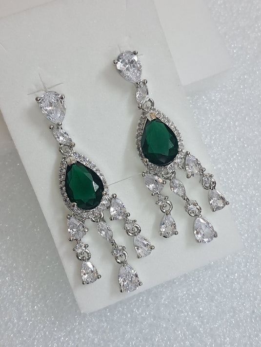 Green Stone with American Diamond Earring | Garimas Lifestyle