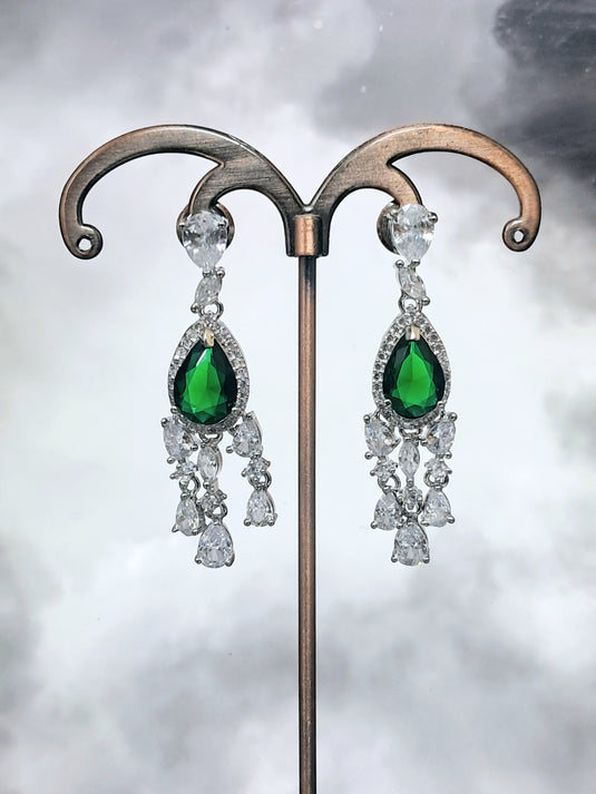 Green Stone with American Diamond Earring | Garimas Lifestyle