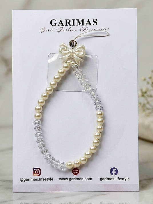 Pear and Crystal beaded  mobile phone charm