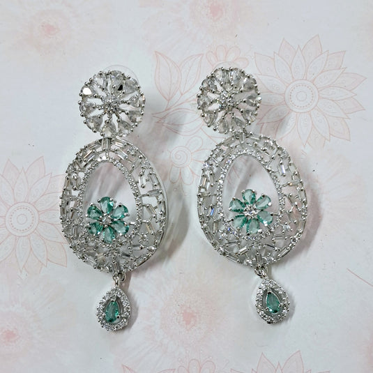 Aqua Green American Diamond Earring