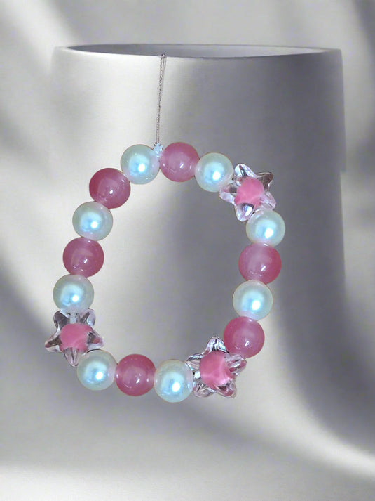 Pink Pearl Beads Necklace and Bracelet Set for Girls