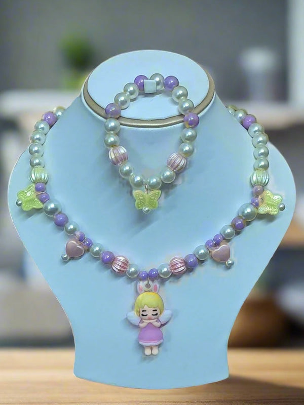 Purple Beads Necklace and Bracelet Set for Girls | GARIMAS