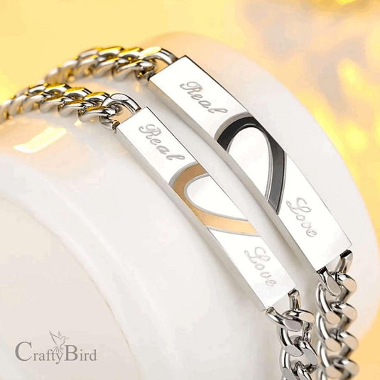 Couple Bracelet His Her Real Love Distance Stainless Steel