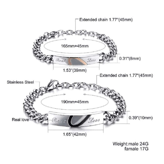 Couple Bracelet His Her Real Love Distance Stainless Steel | Garimas Lifestyle