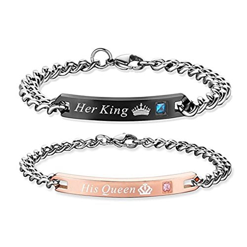 Couple Bracelet Set His Queen Her King Titanium Stainless Steel For Girls & Boys | Garimas Lifestyle