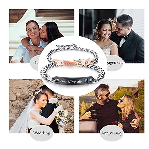 Couple Bracelet Set His Queen Her King Titanium Stainless Steel For Girls & Boys | Garimas Lifestyle