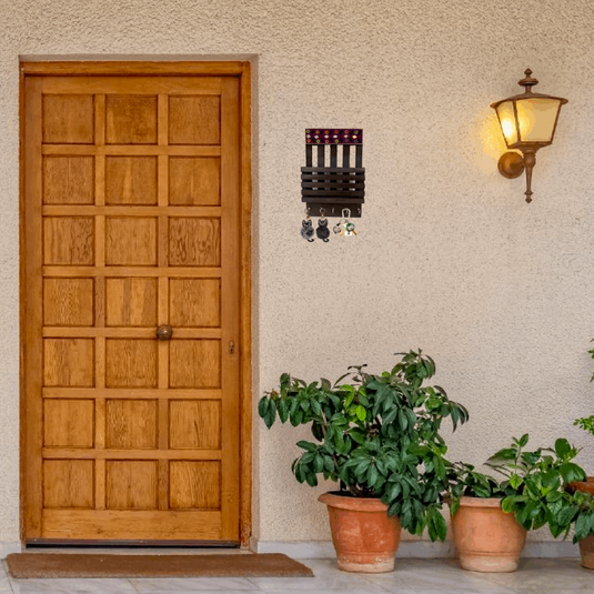 Wooden Key Hanger with Letter Holder five key hook | Garimas Lifestyle