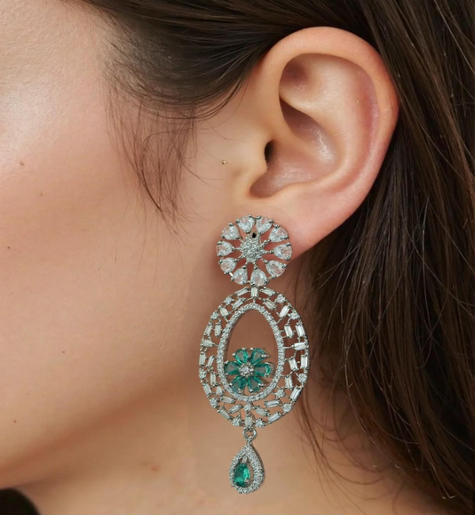 Aqua Green American Diamond Earring