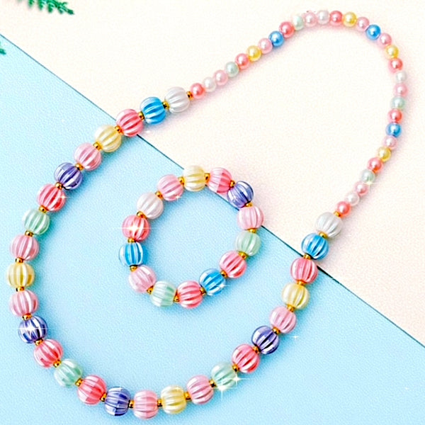 Multicolor Necklace and Bracelet Set for Baby Girls