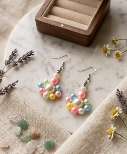 Girls Earring With Premium Glossy Beads Multicolour