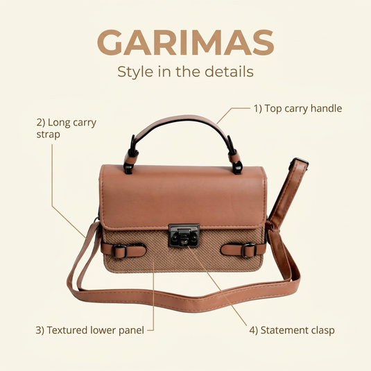 GARIMAS Cognac Brown Faux Leather Handbag for Girls