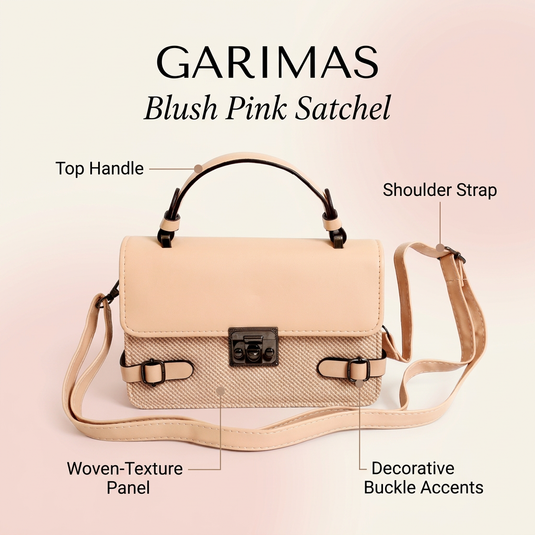 GARIMAS Blush Pink Faux Leather Handbag for Girls