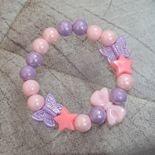 Girls Pink and Purple Necklace and Bracelet Combo