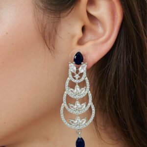 Black Stone with American Diamond Earring
