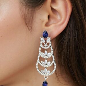 Purple Stone with American Diamond Earring