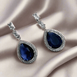 Alternative view of Aqua Blue Stone American Diamond Brass Drops