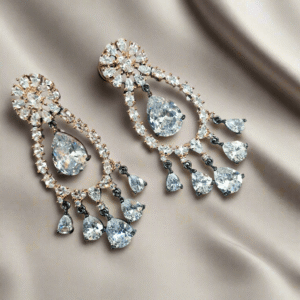 Alternative view of Copper Gold Plated American Diamond  Danglers Earrings